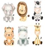 Kit Modular Safari Baby 6 personagens - 7cm