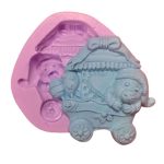 Molde Urso No Carrinho de Natal
